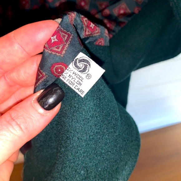 🤍 EVC True Vintage Deep Emerald Puff Sleeve Double Breasted Trench Coat - Picture 10 of 10